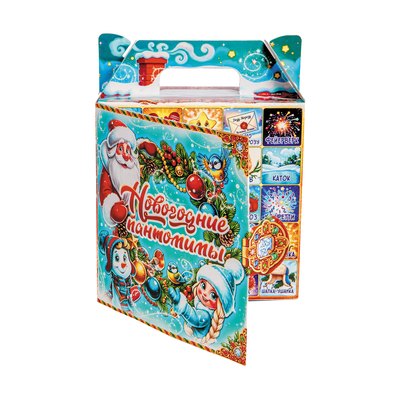 Новогодний подарок «037.Игра» · Вес: 700 г., Упаковка: картон. · Размеры: ↔ 17.00 см ⤢ 8.00 см ↕ 22.00 см · (кликни на картинку, чтобы увеличить) Детский новогодний подарок «Игра», 700 г, каталог 2027 года